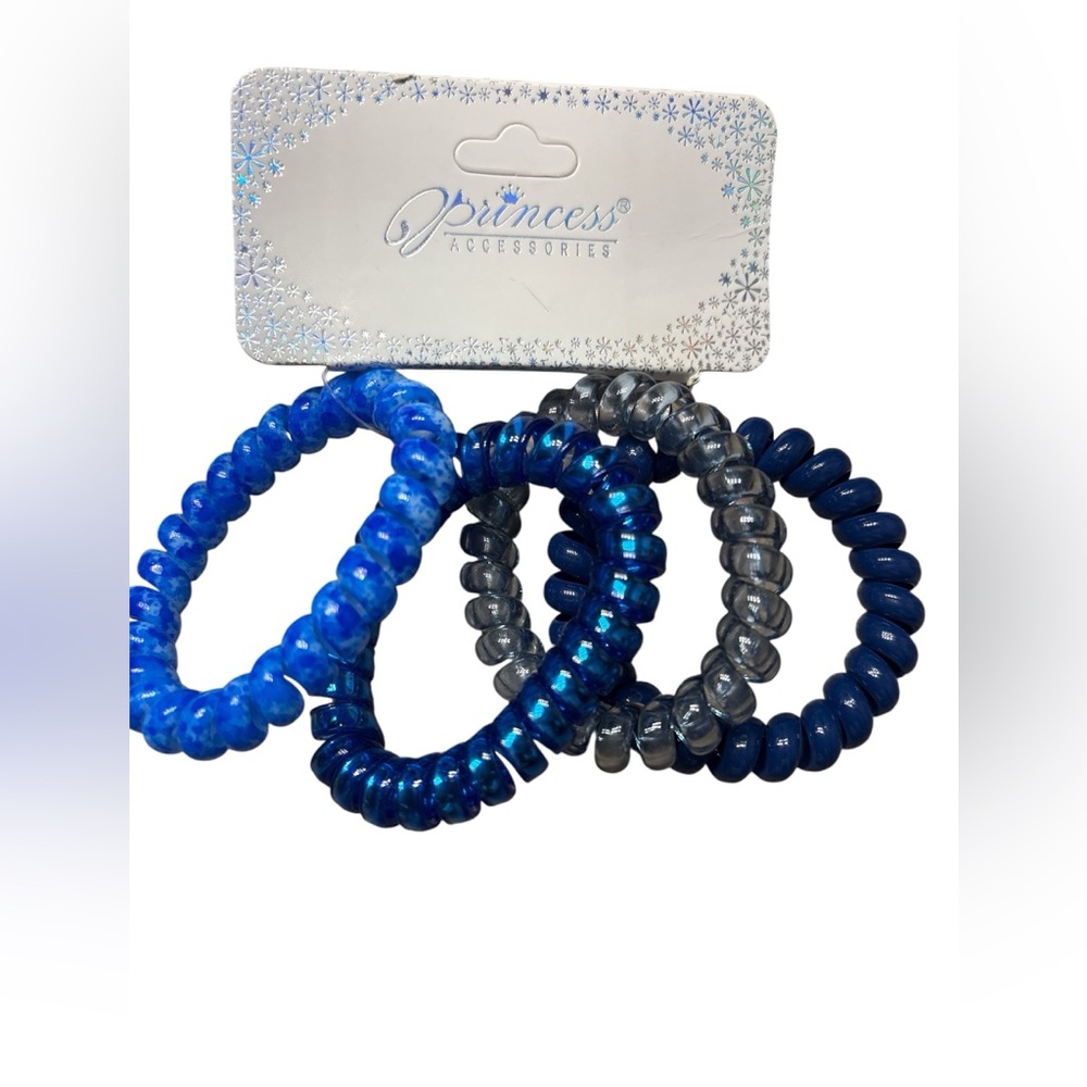 New - 4 pack Blue Coil Hair Ties